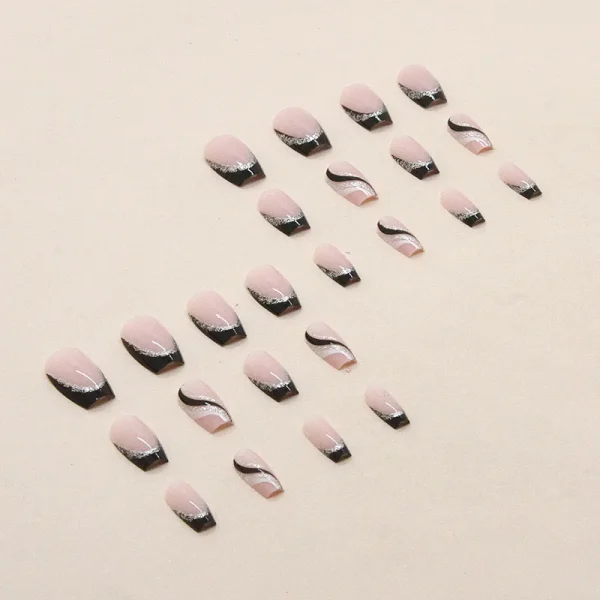 24 PCs Short French Glitter Nails with 1 Jelly Gel and 1 Nail File - Image 3