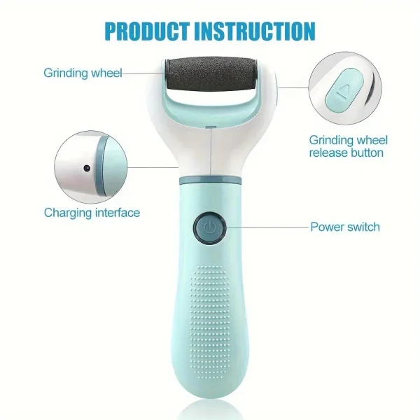 1pc Electric Foot Grinder Auto Wireless Remove Dead Skin Calluses Cracks Hard Cracked skin Pedicure Tool Waterproof Foot Cleaner - Image 4