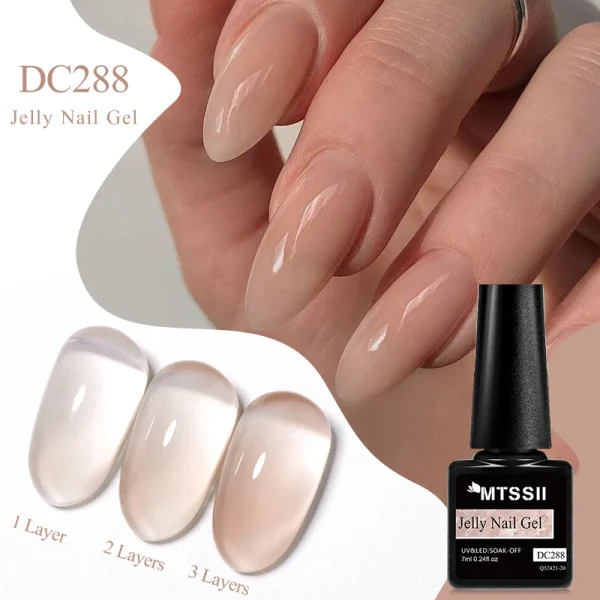 Mtssii 7ML Jelly Nail Gel Polish Transparent Summer Nude Milky Pink Color Semi Permanent Soak Off Nail Art Manicure Varnish - Image 3