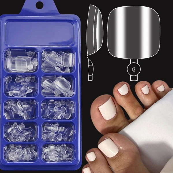 100/120Pcs Clear Tips Press on Toenail Glossy Short Square Fake Toe Nails Full Cover Pre-shaped Artificial False Toe Nail Tips - Image 3
