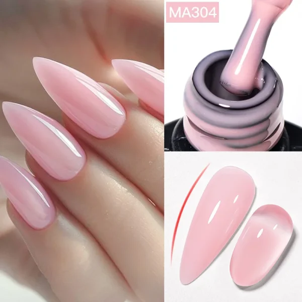 MEET ACROSS 7ml Nude Rubber Base Gel Soak Off Semi Permanent French Style Nail Art Gel Varnish for Nails Manicure DIY Design - Image 3