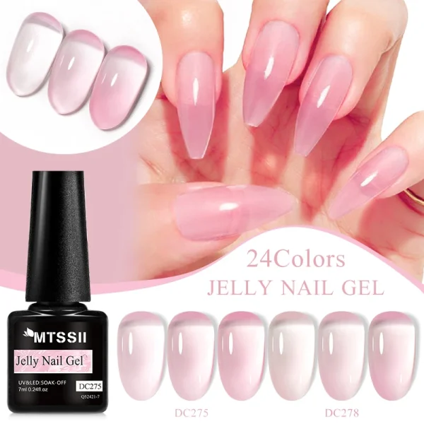Mtssii 7ML Jelly Nail Gel Polish Transparent Summer Nude Milky Pink Color Semi Permanent Soak Off Nail Art Manicure Varnish - Image 4