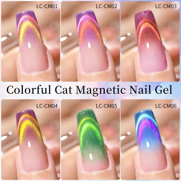 LILYCUTE 7ML Double Light Cat Magnetic Gel Polish 9D Reflective Sparkling Glitter Rainbow Semi Permanent Soak Off Nail Art Gel - Image 3