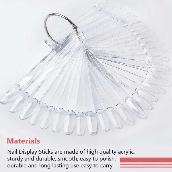 50Pcs Oval Fan-Shaped Swatch Sticks with Round Tips for Nail Art Display, Display and Organize Gel Nail Polishes - Image 2