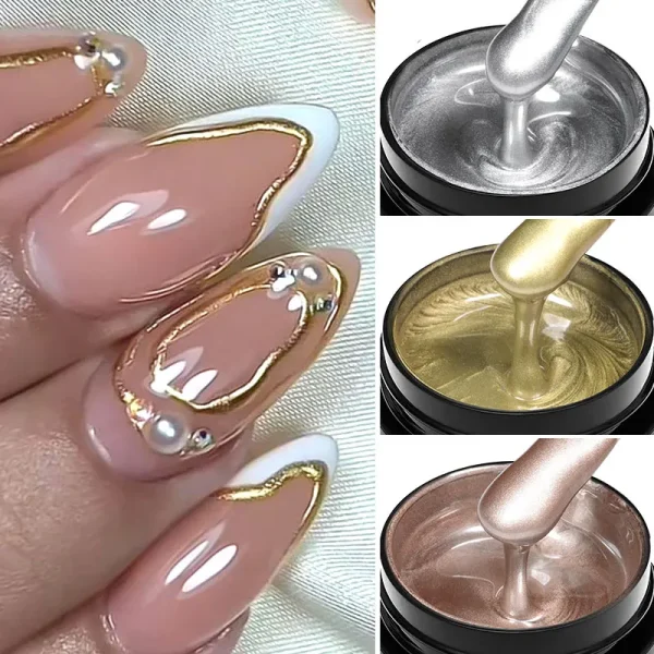 Mtssii 8ml Metallic Painting Nail Gel Polish Gold Silver Creative Elastic Nail Gel for PaintingDrawing Magic Mirror Gel Varnish - Image 2