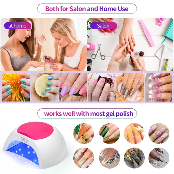 Sun2C Nail Lamp 48W Gel Polish Dryer Pedicure Light Manicure Lamp Nail Art Gel Dryer Machine LED UV Nail Lamp No Black Handed - Image 6