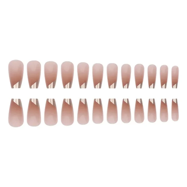 24pcs Fake Nails French Ballet Nail With Solid Color Gold Edge False Nails Press On Nails Waterproof Faux Fingernails - Image 4