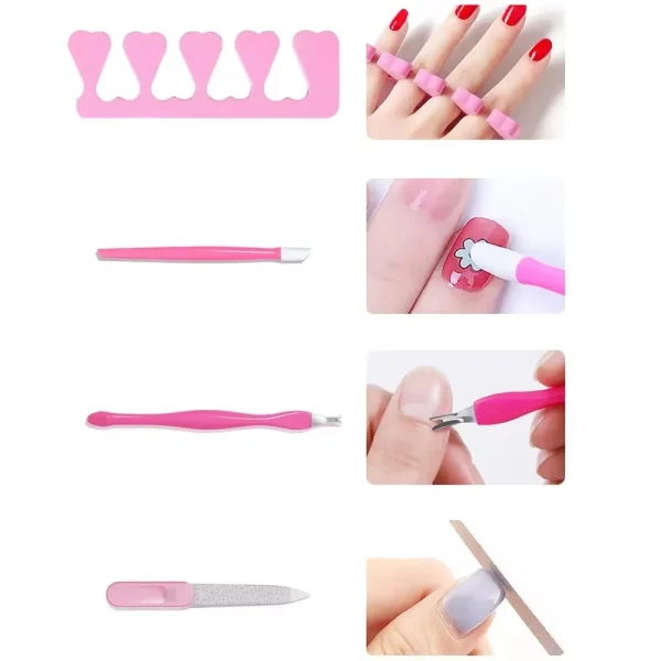 Nail Art Tool Set With Led UV Nail Lamp Nail Brush Kit Nail Separator Polishing Bloc Suitable for Beginners and Nail Technicians - Image 5