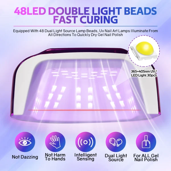 200W Rechargeable UV LED Nail Lamp Cordless Nail Dryer with 3 Timer Settings and Smart Sensor for Home & Salon to Curing All Gel - Image 6