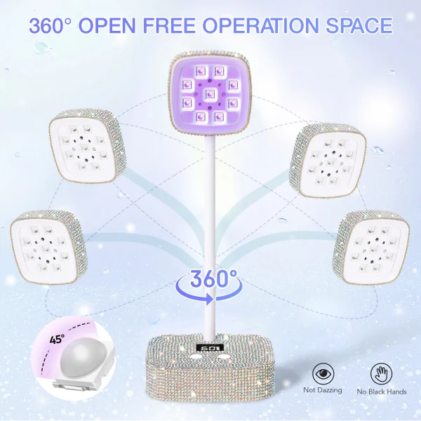 Wireless Nail Lamp LED UV Nail Dryer Rechargeable With Auto Sensor Touch Control Fast Drying Nail Light 360° Bendable Table Lamp - Image 6