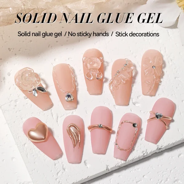 LILYCUTE 15g Solid Nail Glue Gel For False Tips Extend Press On Nail Long Lasting Soak Off UV Gel Nail Polish For Nail Extension - Image 5