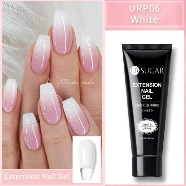 UR SUGAR 6Pcs/Set 15ml Nail Extension Gel Soak Off UV LED Acrylic Crystal White Clear Nude Gel Nail Polish UV Gel Polish - Image 4