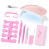 Nail Art Tool Set With Led UV Nail Lamp Nail Brush Kit Nail Separator Polishing Bloc Suitable for Beginners and Nail Technicians